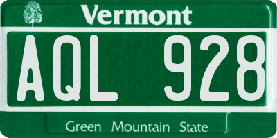 VT license plate AQL928