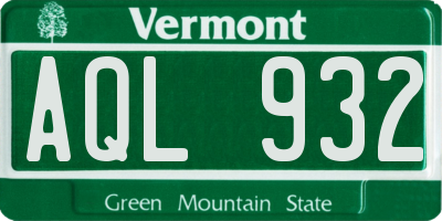 VT license plate AQL932