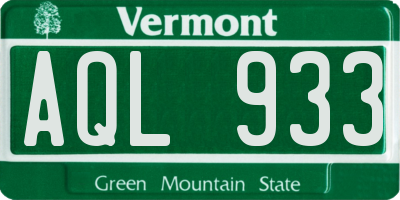 VT license plate AQL933