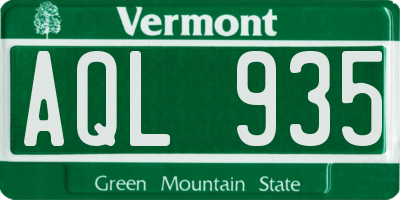 VT license plate AQL935