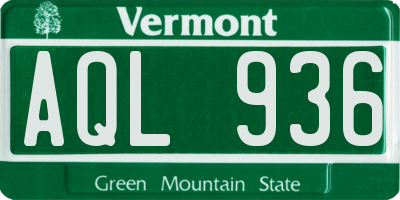 VT license plate AQL936