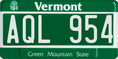 VT license plate AQL954