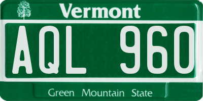 VT license plate AQL960