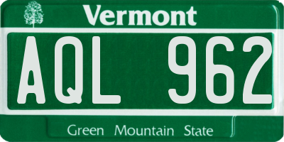 VT license plate AQL962