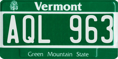 VT license plate AQL963