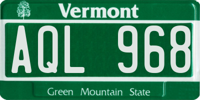 VT license plate AQL968
