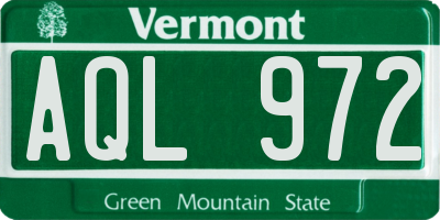 VT license plate AQL972