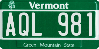VT license plate AQL981
