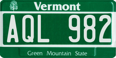 VT license plate AQL982
