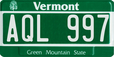 VT license plate AQL997