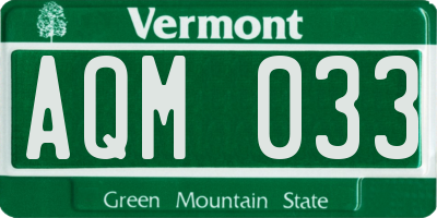 VT license plate AQM033