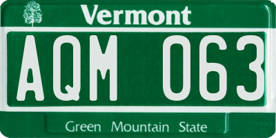 VT license plate AQM063