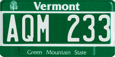 VT license plate AQM233