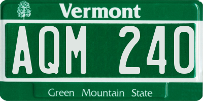 VT license plate AQM240