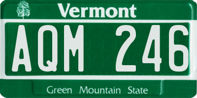 VT license plate AQM246