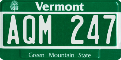 VT license plate AQM247