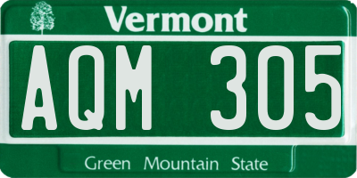 VT license plate AQM305