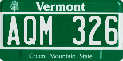 VT license plate AQM326