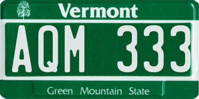 VT license plate AQM333