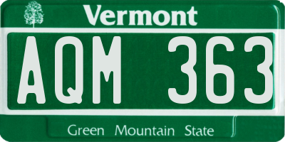 VT license plate AQM363