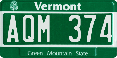 VT license plate AQM374