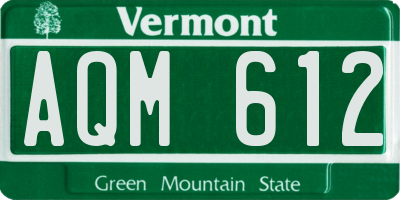 VT license plate AQM612