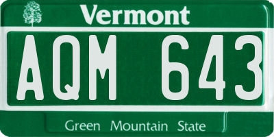 VT license plate AQM643