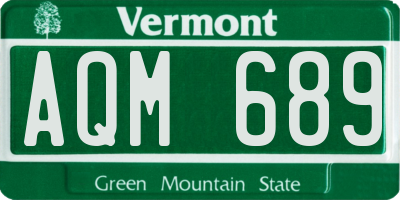 VT license plate AQM689