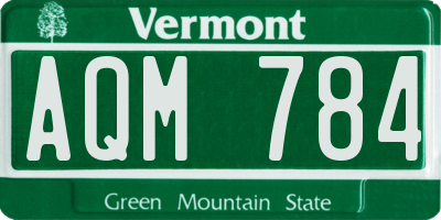 VT license plate AQM784