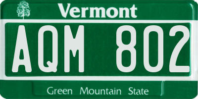 VT license plate AQM802