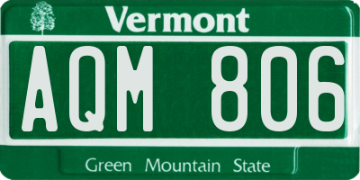 VT license plate AQM806