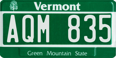 VT license plate AQM835