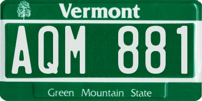 VT license plate AQM881