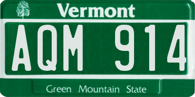VT license plate AQM914