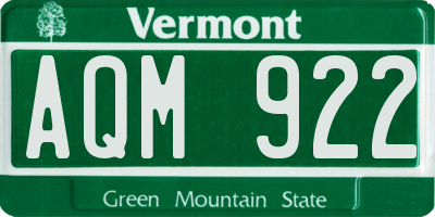 VT license plate AQM922
