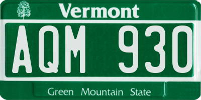 VT license plate AQM930