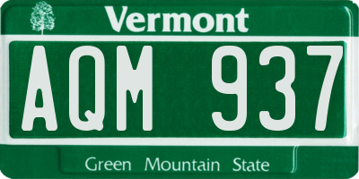 VT license plate AQM937