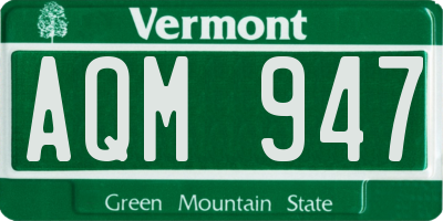 VT license plate AQM947