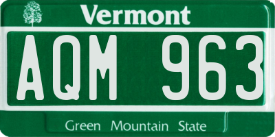 VT license plate AQM963