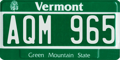 VT license plate AQM965