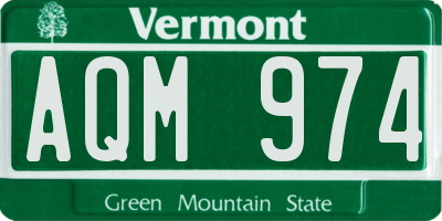 VT license plate AQM974