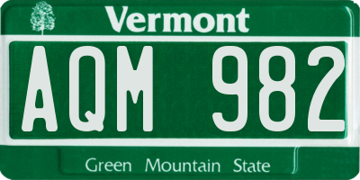 VT license plate AQM982