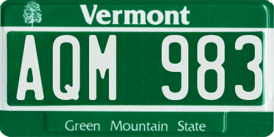 VT license plate AQM983