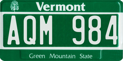 VT license plate AQM984