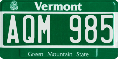VT license plate AQM985
