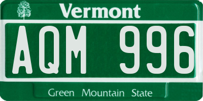 VT license plate AQM996