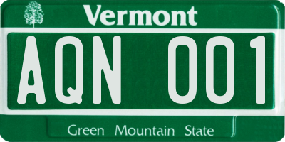 VT license plate AQN001