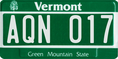 VT license plate AQN017