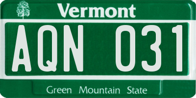 VT license plate AQN031