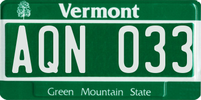 VT license plate AQN033